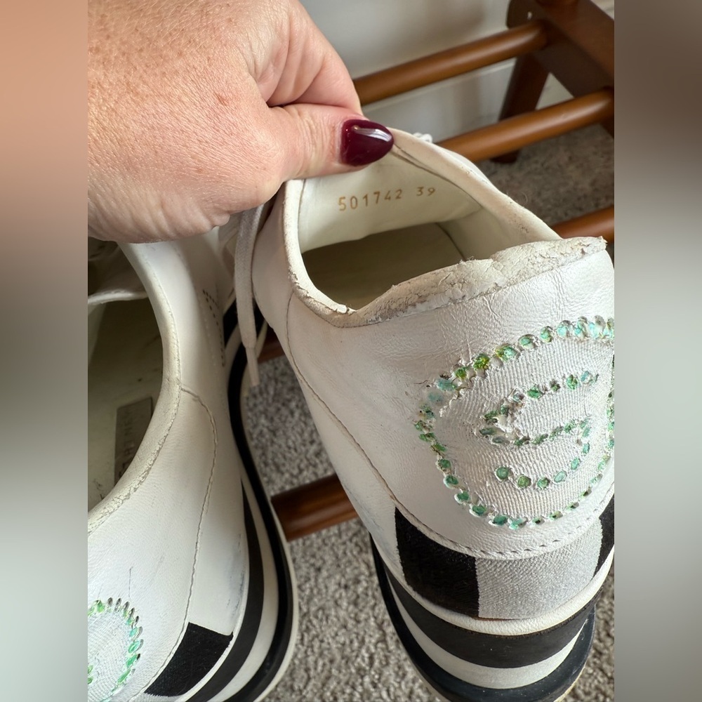 Stella McCartney White and Black Platform Sneakers - Picture 13 of 15